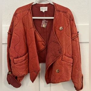 Oli & Hali Burnt Orange/Rust Jacket - Cotton Quilted Cropped Bomber Style - NEW